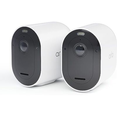 Arlo Pro 5 2K, draadloze wifi-bewakingscamera voor buiten, batterijduur van 8 maanden, geavanceerd nachtzicht in kleur, verlichting, sirene en dual-band wifi, Secure test, 2 camera's wit Arlo Pro 5 2K, draadloze wifi-bewakingscamera voor buiten, batterijduur van 8 maanden, geavanceerd nachtzicht in kleur, verlichting, sirene en dual-band wifi, Secure test, 2 camera's wit