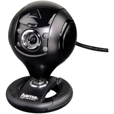 Hama 720p HD 720p webcam (ideale webcam voor thuiswerken 360 graden draaibaar) met geïntegreerde microfoon en camera-afdekking, zwart Hama 720p HD 720p webcam (ideale webcam voor thuiswerken 360 graden draaibaar) met geïntegreerde microfoon en camera-afdekking, zwart