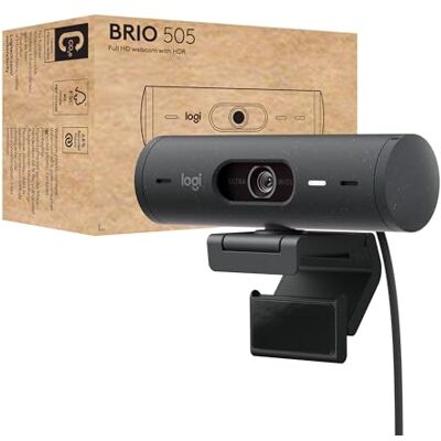 Logitech Brio 505 Full HD-webcam met automatische belichtingscorrectie, automatisch frame, presentatiemodus, 2 ruisonderdrukkende microfoons, cache cache Msft Teams, Google Meet, Zoom grijs Logitech Brio 505 Full HD-webcam met automatische belichtingscorrectie, automatisch frame, presentatiemodus, 2 ruisonderdrukkende microfoons, cache cache Msft Teams, Google Meet, Zoom grijs
