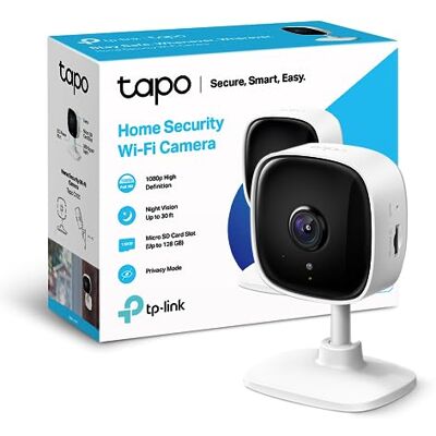 Tapo TP-Link C100 WiFi FHD bewakingscamera voor binnen, babyfoon, 2-weg audio, 9m nachtzicht, Bewegingsdetectie en meldingen, Micro SD-Kaartsleuf tot 128 GB, compatibel met Alexa en Google Tapo TP-Link C100 WiFi FHD bewakingscamera voor binnen, babyfoon, 2-weg audio, 9m nachtzicht, Bewegingsdetectie en meldingen, Micro SD-Kaartsleuf tot 128 GB, compatibel met Alexa en Google