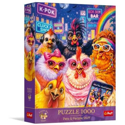 Trefl Premium Plus Quality Pets & People Stuff: Selfie avec des poulets 1 000 pièces, série « Thèmes intemporels », pièces parfaitement emboîtables, pour adultes et enfants à partir de 14 ans Trefl Premium Plus Quality Pets & People Stuff: Selfie avec des poulets 1 000 pièces, série « Thèmes intemporels », pièces parfaitement emboîtables, pour adultes et enfants à partir de 14 ans