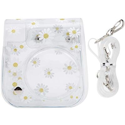 lyrlody Instant camera met schouderriem, kleine cameratas, madeliefjes, transparant, cameratas voor Mini lyrlody Instant camera met schouderriem, kleine cameratas, madeliefjes, transparant, cameratas voor Mini