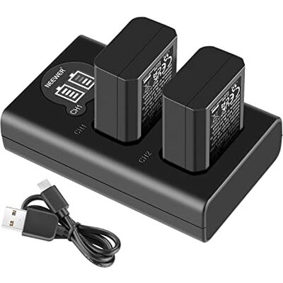 NEEWER Vervangende batterijset en oplader voor NP-FW50, compatibel met Sony ZV-E10 A7 A7R A7RII A7II A7SII A7S a6300 a6400 a6500 RX10-serie, 2 stuks 1100 mAh en oplader met dubbele micro-USB en type C NEEWER Vervangende batterijset en oplader voor NP-FW50, compatibel met Sony ZV-E10 A7 A7R A7RII A7II A7SII A7S a6300 a6400 a6500 RX10-serie, 2 stuks 1100 mAh en oplader met dubbele micro-USB en type C