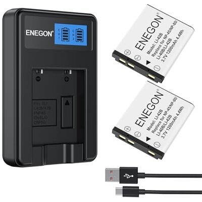 ENEGON Accu voor NP-45 NP-45A NP-45B NP-45S (1200 mAh, 2 stuks) en opladerset, compatibel met Fujifilm INSTAX Mini 90 ENEGON Accu voor NP-45 NP-45A NP-45B NP-45S (1200 mAh, 2 stuks) en opladerset, compatibel met Fujifilm INSTAX Mini 90