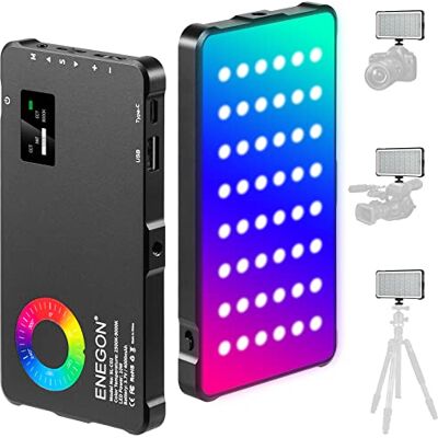 ENEGON RGB videolicht, oplaadbare batterij van 4000 mAh, geïntegreerd led-cameralicht, volledige kleur, 24 gangbare lichteffecten, CRI ≥ 95200-9000 K, led-videolamp met batterijfunctie ENEGON RGB videolicht, oplaadbare batterij van 4000 mAh, geïntegreerd led-cameralicht, volledige kleur, 24 gangbare lichteffecten, CRI ≥ 95200-9000 K, led-videolamp met batterijfunctie