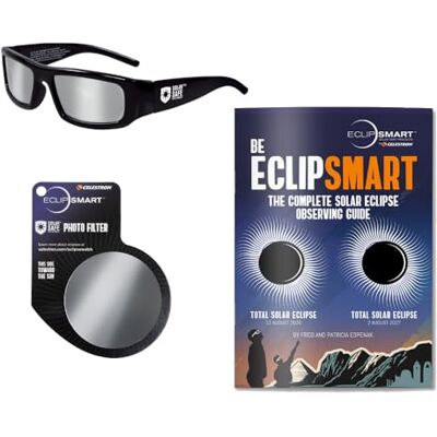 Celestron EclipSmart Zonne-eclipse observatie en beeldbeeldset, 3-delig, zonnebril, filter voor camera en boek over zonneclipse Celestron EclipSmart Zonne-eclipse observatie en beeldbeeldset, 3-delig, zonnebril, filter voor camera en boek over zonneclipse