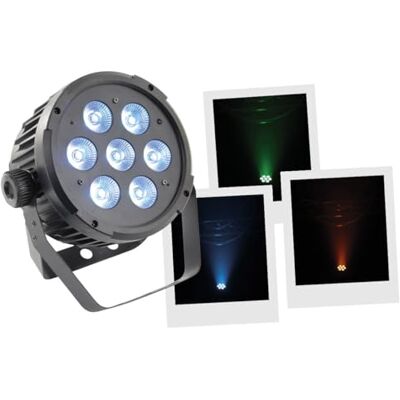 BoomToneDJ LEDPAR 7 x 10 W, 5-in-1 RGBWA 10 W podiumverlichting, DMX-effectprojector, 9 kanalen, multi-effecten, pulsatie, fade, jump. Automatische programma's, muziekdetectie, IR-afstandsbediening. BoomToneDJ LEDPAR 7 x 10 W, 5-in-1 RGBWA 10 W podiumverlichting, DMX-effectprojector, 9 kanalen, multi-effecten, pulsatie, fade, jump. Automatische programma's, muziekdetectie, IR-afstandsbediening.