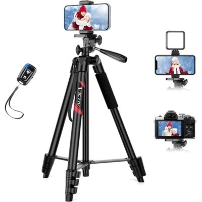 Victiv 162 cm nieuw smartphonestatief voor iPhone, Samsung, Huawei, met afstandsbediening en houder, draagbaar camerastatief voor DSLR-camera, Canon, Nikon, Sony Victiv 162 cm nieuw smartphonestatief voor iPhone, Samsung, Huawei, met afstandsbediening en houder, draagbaar camerastatief voor DSLR-camera, Canon, Nikon, Sony