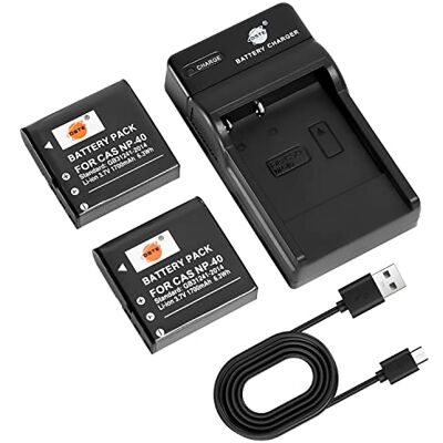DSTE 2 stuks NP-40 batterij en oplader compatibel met Casio Exilim EX-FC150 EX-FC150BK EX-FC150RD EX-FC160S EX-Z400 DSTE 2 stuks NP-40 batterij en oplader compatibel met Casio Exilim EX-FC150 EX-FC150BK EX-FC150RD EX-FC160S EX-Z400