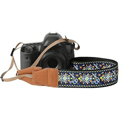 MoKo Camera Riem, Verstelbare Vintage Geweven Universele Schouderriem, Geborduurde Bloemen Riem voor Camcorder Verrekijker Digitale Camera Nikon/Canon/Sony/Minolta, Vintage Blauw 150x4x1,5 cm MoKo Camera Riem, Verstelbare Vintage Geweven Universele Schouderriem, Geborduurde Bloemen Riem voor Camcorder Verrekijker Digitale Camera Nikon/Canon/Sony/Minolta, Vintage Blauw 150x4x1,5 cm