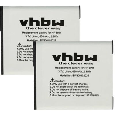 vhbw 2 accu's 600 mAh voor Sony Cybershot DSC-T110, DSC-WX60, DSC-WX80, DSC-TX30, DSC-QX10, DSC-QX100, DSC-W810, DSC-W830 vervangt NP-BN1 vhbw 2 accu's 600 mAh voor Sony Cybershot DSC-T110, DSC-WX60, DSC-WX80, DSC-TX30, DSC-QX10, DSC-QX100, DSC-W810, DSC-W830 vervangt NP-BN1