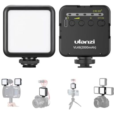 ULANZI Led-licht, VL49 fotoverlichting met batterij 2000 mAh, studioverlichting 5500 K, videolamp voor compacte camera, vlog selfie, 3 koude schoenbergen ULANZI Led-licht, VL49 fotoverlichting met batterij 2000 mAh, studioverlichting 5500 K, videolamp voor compacte camera, vlog selfie, 3 koude schoenbergen
