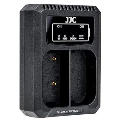 JJC Dubbele USB-batterijlader voor Olympus OM SYSTEM OM1II OM1 DSLR-camera Vervangt Olympus BCX-1 oplader, USB-kabel inbegrepen, led-laadstatusindicator JJC Dubbele USB-batterijlader voor Olympus OM SYSTEM OM1II OM1 DSLR-camera Vervangt Olympus BCX-1 oplader, USB-kabel inbegrepen, led-laadstatusindicator