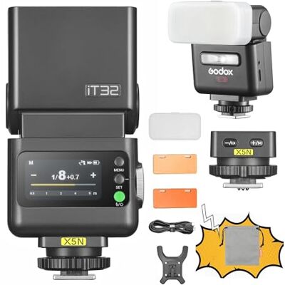 GODOX iT32 TTL X5 N 2,4 GHz HSS 1/8000s GN18 draadloze cameraflitser en flitser met magnetische diffuser voor Nikon camera's GODOX iT32 TTL X5 N 2,4 GHz HSS 1/8000s GN18 draadloze cameraflitser en flitser met magnetische diffuser voor Nikon camera's