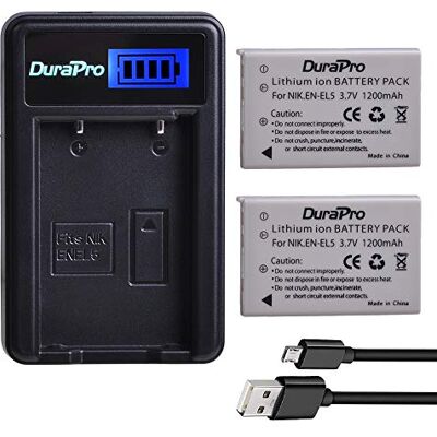 DuraPro 2 stuks EN-EL5 EN EL5 batterijen + USB LCD-oplader voor Nikon EN-EL5 camera's; Nikon Coolpix P530, P520, P510, P100, P500, P5100, P5000, P6000, P90, P80 DuraPro 2 stuks EN-EL5 EN EL5 batterijen + USB LCD-oplader voor Nikon EN-EL5 camera's; Nikon Coolpix P530, P520, P510, P100, P500, P5100, P5000, P6000, P90, P80
