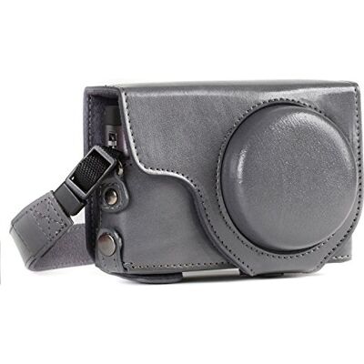 MegaGear MG1261 Panasonic Lumix DC-TZ95 DC-TZ90 Ever Ready leren beschermhoes met schouderriem, grijs MegaGear MG1261 Panasonic Lumix DC-TZ95 DC-TZ90 Ever Ready leren beschermhoes met schouderriem, grijs