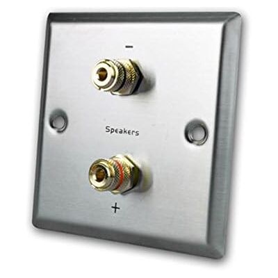 Dynavox Wandcontactdoos voor luidsprekers, 2 klemmenblokken voor banaanstekkers, roestvrij staal (import Duitsland) Dynavox Wandcontactdoos voor luidsprekers, 2 klemmenblokken voor banaanstekkers, roestvrij staal (import Duitsland)