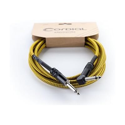 Cordial Gitaarkabel jack recht/gehoekt 3 m tweed geel Cordial Gitaarkabel jack recht/gehoekt 3 m tweed geel