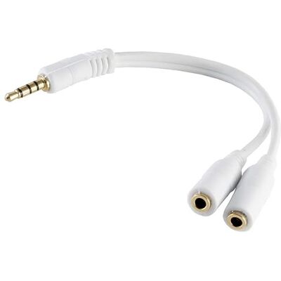 1aTTack.de 1 x 0,2 m witte Y-adapter voor hoofdtelefoon 3,5 mm TRRS-stekker naar 2 x 4-polig, vergulde connectoren, CTIA 1aTTack.de 1 x 0,2 m witte Y-adapter voor hoofdtelefoon 3,5 mm TRRS-stekker naar 2 x 4-polig, vergulde connectoren, CTIA