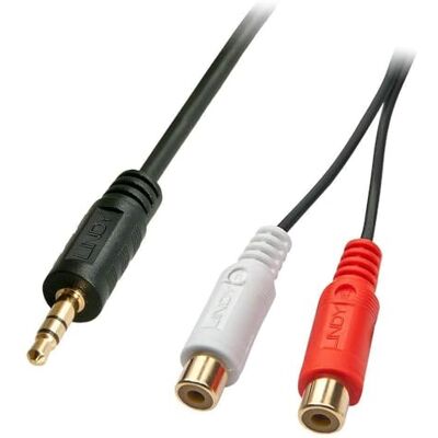 LINDY Premium audiokabel 2 x RCA (Cinch) bus naar 3,5 mm jackstekker, 25 cm LINDY Premium audiokabel 2 x RCA (Cinch) bus naar 3,5 mm jackstekker, 25 cm