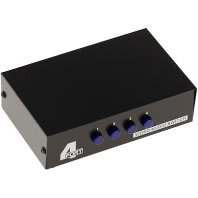 KALEA-INFORMATIQUE © Switch AUDIO Stereo + VIDEO Composite 4 Poorten Naald een ingang naar 4 uitgangen of 4 ingangen naar een uitgang KALEA-INFORMATIQUE © Switch AUDIO Stereo + VIDEO Composite 4 Poorten Naald een ingang naar 4 uitgangen of 4 ingangen naar een uitgang
