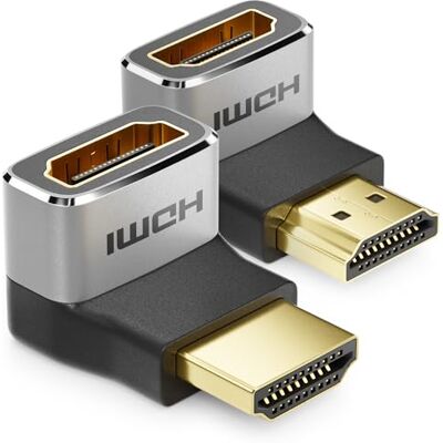 deleyCON 2 stuks HDMI-adapter koppelingsaansluiting 8K @60Hz / 4K @120Hz UHD aluminium HDMI 2.1 ARC HDR10+ Dolby Vision VRR ALLM 48Gbps 90° / 270° hoek grijs zwart deleyCON 2 stuks HDMI-adapter koppelingsaansluiting 8K @60Hz / 4K @120Hz UHD aluminium HDMI 2.1 ARC HDR10+ Dolby Vision VRR ALLM 48Gbps 90° / 270° hoek grijs zwart