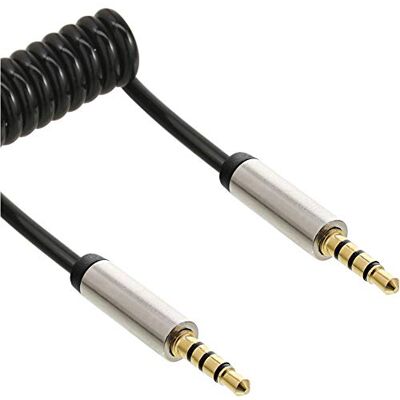 InLine Heller 99271 Slim 3,5 mm stereo jack spiraalkabel ST/ST 4-polig 1 m InLine Heller 99271 Slim 3,5 mm stereo jack spiraalkabel ST/ST 4-polig 1 m