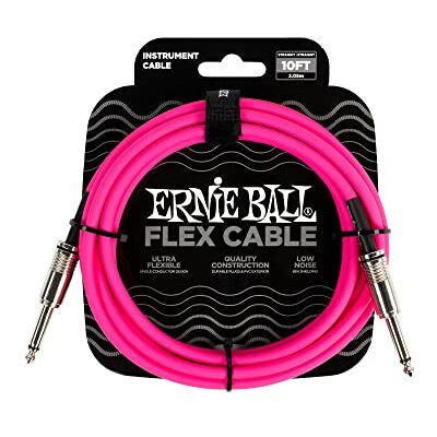Ernie Ball Flex instrumentenkabel recht/recht, 3 m, roze Ernie Ball Flex instrumentenkabel recht/recht, 3 m, roze