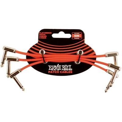 Ernie Ball Set van 3 platte patchkabels, 15,2 cm, rood Ernie Ball Set van 3 platte patchkabels, 15,2 cm, rood