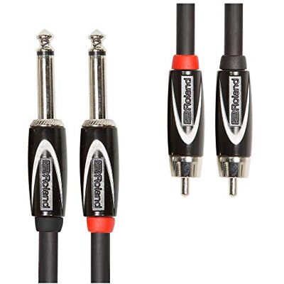 Roland Zwarte dubbele verbindingskabel 1/4 inch jack naar RCA, 3 m RCC-10-2R28 Roland Zwarte dubbele verbindingskabel 1/4 inch jack naar RCA, 3 m RCC-10-2R28