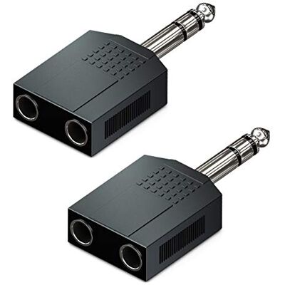 deleyCON Audio-adapter, 6,3 mm, stereosplitter, 1 x jack naar 2 x aansluiting, zacht, hifi, home cinema-ontvanger deleyCON Audio-adapter, 6,3 mm, stereosplitter, 1 x jack naar 2 x aansluiting, zacht, hifi, home cinema-ontvanger