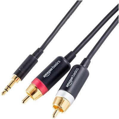 Amazon Basics 3,5 AUX Naar 2 RCA-adapter, audiokabel voor versterkers, Actieve Luidsprekers Met Vergulde Stekkers, Zwart, 7,6 m Amazon Basics 3,5 AUX Naar 2 RCA-adapter, audiokabel voor versterkers, Actieve Luidsprekers Met Vergulde Stekkers, Zwart, 7,6 m