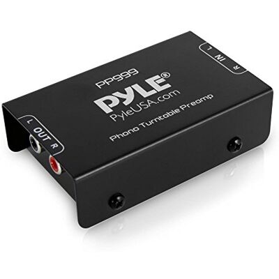 Pyle Turntable Phono Voorversterker Elektronische audio stereo voorversterker met RCA-ingang, RCA-uitgang en geluidsarme werking aangedreven door 12 volt DC-adapter PP999, zwart Pyle Turntable Phono Voorversterker Elektronische audio stereo voorversterker met RCA-ingang, RCA-uitgang en geluidsarme werking aangedreven door 12 volt DC-adapter PP999, zwart
