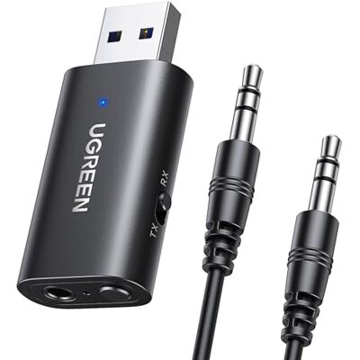 UGREEN Bluetooth 5.1 Adapter 2 in 1 Bluetooth Zender en Ontvanger met 3,5mm Audio Kabel. (1M) UGREEN Bluetooth 5.1 Adapter 2 in 1 Bluetooth Zender en Ontvanger met 3,5mm Audio Kabel. (1M)