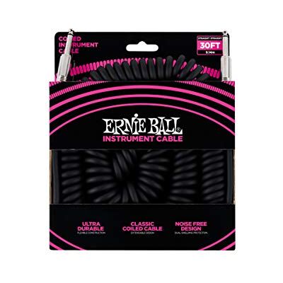 Ernie Ball , Spiraalkabel voor instrumenten, recht/recht, 9,14 m, zwart Ernie Ball , Spiraalkabel voor instrumenten, recht/recht, 9,14 m, zwart