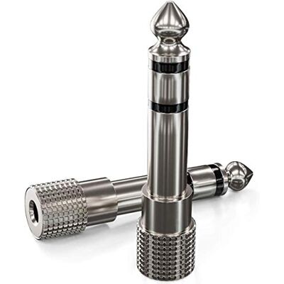 deleyCON 2 x stereo-audio-adapter – 6,3 mm stekker naar 3,5 mm stekker – hifi-adapter voor versterker, thuisbioscoop, hoofdtelefoon – zilver deleyCON 2 x stereo-audio-adapter – 6,3 mm stekker naar 3,5 mm stekker – hifi-adapter voor versterker, thuisbioscoop, hoofdtelefoon – zilver