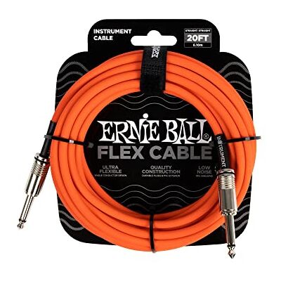 Ernie Ball Flexibele gereedschapskabel, recht/recht, 6,1 m, oranje Ernie Ball Flexibele gereedschapskabel, recht/recht, 6,1 m, oranje