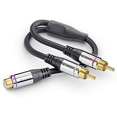 Sonero ® Premium audio-subwooferadapter, 0,20 m, 2 x RCA-stekker naar RCA-aansluiting, zwart Sonero ® Premium audio-subwooferadapter, 0,20 m, 2 x RCA-stekker naar RCA-aansluiting, zwart