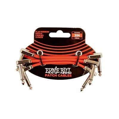 Ernie Ball 3 stuks patchkabels, plat, 7,6 cm, rood Ernie Ball 3 stuks patchkabels, plat, 7,6 cm, rood