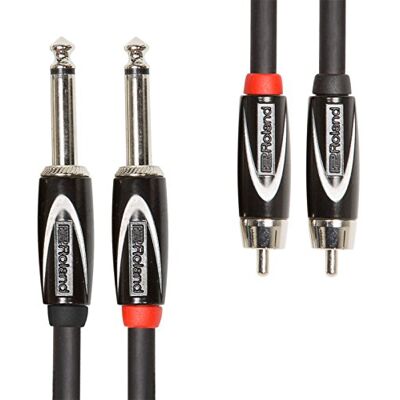 Roland Zwarte dubbele verbindingskabel 1/4 inch jack naar RCA, 1 m RCC-3-2R28 Roland Zwarte dubbele verbindingskabel 1/4 inch jack naar RCA, 1 m RCC-3-2R28