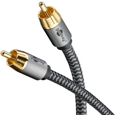goobay 65296 Mono RCA-kabel, 2 m, audiokabel voor hifi-subwoofer, flexibele textielkabel, digitale coaxkabel, vergulde stekker goobay 65296 Mono RCA-kabel, 2 m, audiokabel voor hifi-subwoofer, flexibele textielkabel, digitale coaxkabel, vergulde stekker