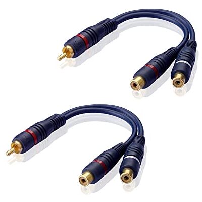 SIENOC 2 x RCA-stekker naar dubbele RCA-aansluiting, 15 cm audiokabel, marineblauw SIENOC 2 x RCA-stekker naar dubbele RCA-aansluiting, 15 cm audiokabel, marineblauw