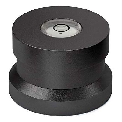 Dynavox Single Puck ASP3 aluminium adapter voor 45 enkele vinylplaten, geïntegreerd niveau voor het instellen van de draaitafel, zwart Dynavox Single Puck ASP3 aluminium adapter voor 45 enkele vinylplaten, geïntegreerd niveau voor het instellen van de draaitafel, zwart