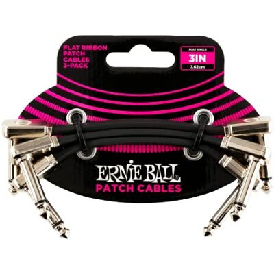 Ernie Ball Set van 3 platte patchkabels, 7,6 cm Ernie Ball Set van 3 platte patchkabels, 7,6 cm