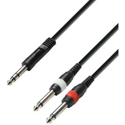 Adam Hall K3 YVPP 0100 6,3 mm stereo jack audiokabel naar 2 x 6,3 mm mono-jack 1 m Adam Hall K3 YVPP 0100 6,3 mm stereo jack audiokabel naar 2 x 6,3 mm mono-jack 1 m
