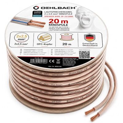 OEHLBACH Speaker Wire SP-25 hifi stereo luidsprekerkabel, luidsprekerkabel met OFC (zuurstofvrij koper) 2 x 2,5 mm² Mini Coil luidsprekerkabel 20 m transparant OEHLBACH Speaker Wire SP-25 hifi stereo luidsprekerkabel, luidsprekerkabel met OFC (zuurstofvrij koper) 2 x 2,5 mm² Mini Coil luidsprekerkabel 20 m transparant