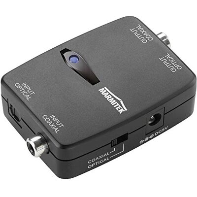 Marmitek Toslink naar coaxiale audioconverter Connect TC22 audio-omzetter coax op Toslink Twoway (2 Way) beide uitgangen tegelijkertijd actief optisch (SPDIF) coax Marmitek Toslink naar coaxiale audioconverter Connect TC22 audio-omzetter coax op Toslink Twoway (2 Way) beide uitgangen tegelijkertijd actief optisch (SPDIF) coax