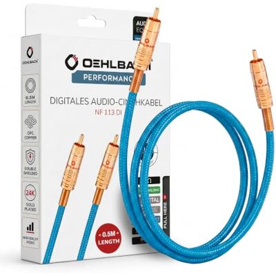 OEHLBACH NF 113 DI 50 RCA digitale audiokabel hoogwaardige S/PDIF coaxkabel, meervoudige afscherming, 75 Ohm 0,50 m blauw OEHLBACH NF 113 DI 50 RCA digitale audiokabel hoogwaardige S/PDIF coaxkabel, meervoudige afscherming, 75 Ohm 0,50 m blauw