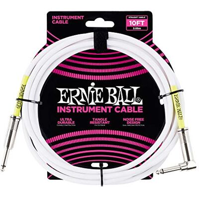 Ernie Ball , Gereedschapskabel, recht/gebogen, 3,05 m, wit Ernie Ball , Gereedschapskabel, recht/gebogen, 3,05 m, wit