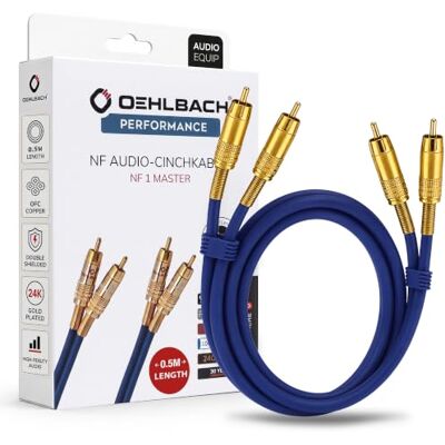 OEHLBACH NF 1 Master Cinch stereo-kabel, 2 x cinch, blauw, 0,5 m Performance serie, volledig metalen stekkers, afgeschermd, analoge stereo-cinch-kabel, ideaal voor hifi-installaties OEHLBACH NF 1 Master Cinch stereo-kabel, 2 x cinch, blauw, 0,5 m Performance serie, volledig metalen stekkers, afgeschermd, analoge stereo-cinch-kabel, ideaal voor hifi-installaties